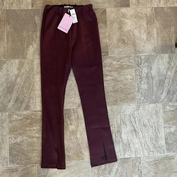 Anthropologie | Avec Les Filles Sueded Slit-Hem Leggings in Plum - Picture 6 of 7